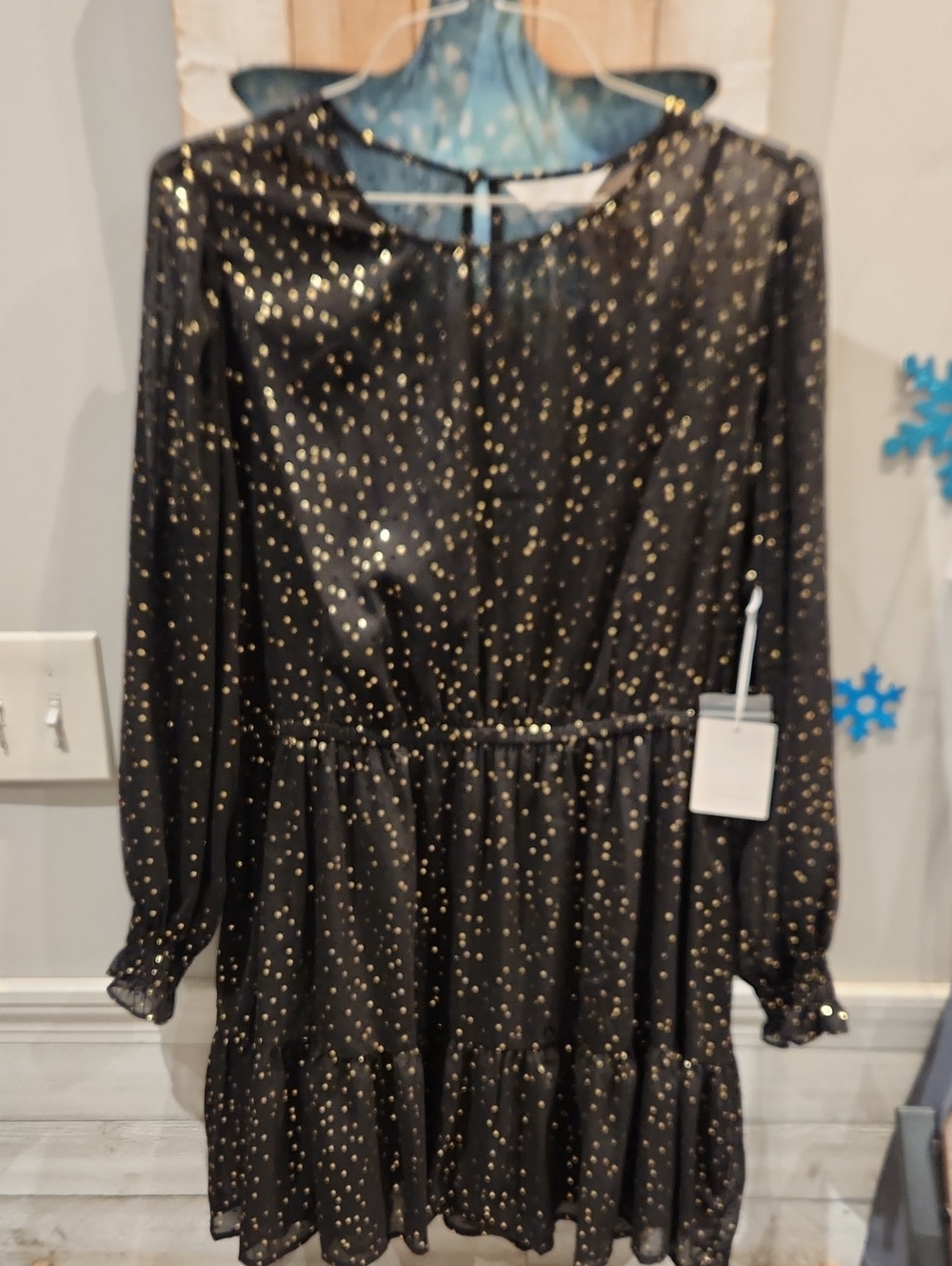 LC Lauren Conrad Black Dress with Gold Dot Print